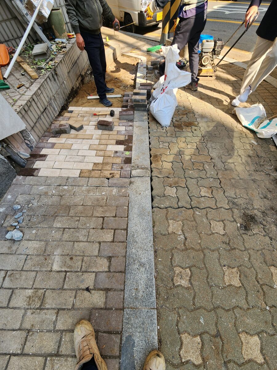 보도블럭파손보수 시공 현장
